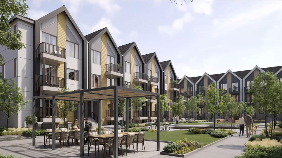 Aura Lakeview Village in Mississauga by Caivan townhome front yard Aura Lakeview Village in Mississauga by Caivan townhome front yard