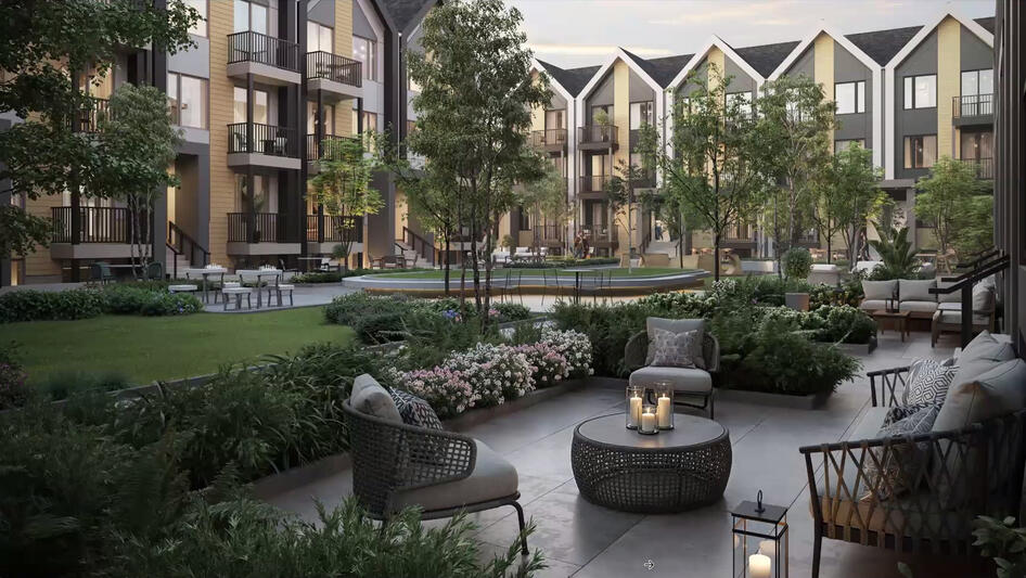 Aura Lakeview Village in Mississauga by Caivan townhome backyard Aura Lakeview Village in Mississauga by Caivan townhome backyard