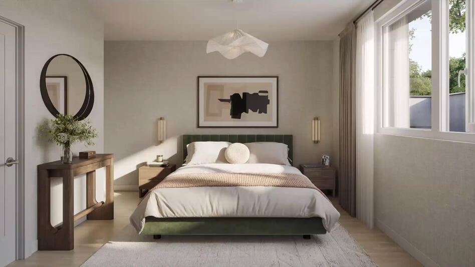 Aura Lakeview Village in Mississauga by Caivan townhome modern bedroom Aura Lakeview Village in Mississauga by Caivan townhome modern bedroom